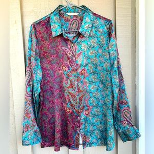 Soft Surroundings silk bottom down shirt